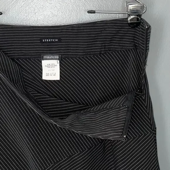 Vintage Y2K Asymmetrical Size 11 12 Black White Pinstripe Skirt Witchy Gothic - Picture 5 of 10